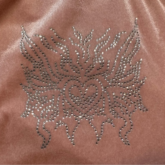 NWOT SHEIN ICON Rhinestone Drawstring Waist Velvet Flare Pants sz S - Picture 7 of 12